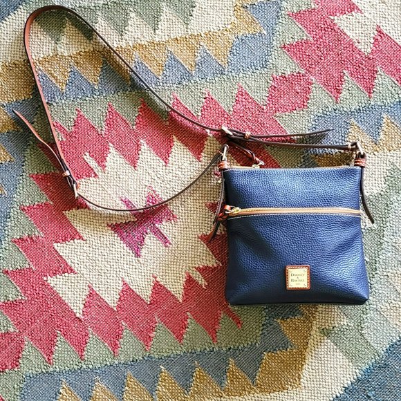 Dooney & Bourke Handbags - Dooney & Bourke Pebble Grain Leather Crossbody Letter Carrier - Midnight Blue